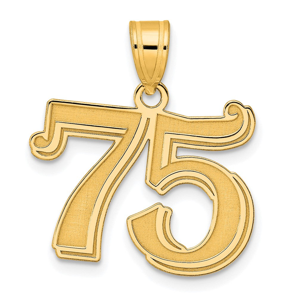 14k Polished Etched Number 75 Pendant