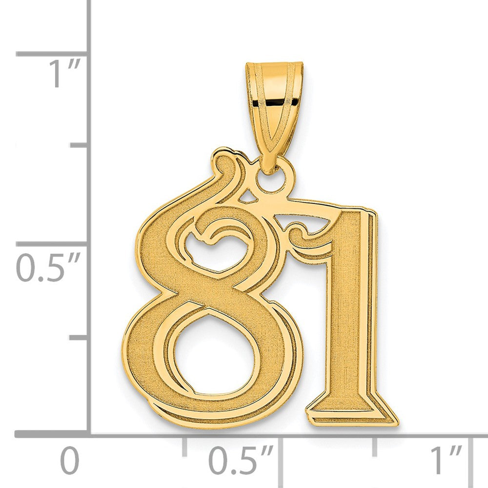 14k Polished Etched Number 81 Pendant