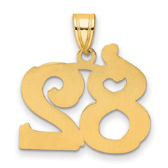 14k Polished Etched Number 82 Pendant