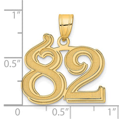 14k Polished Etched Number 82 Pendant