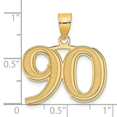14k Polished Etched Number 90 Pendant