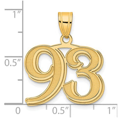 14k Polished Etched Number 93 Pendant