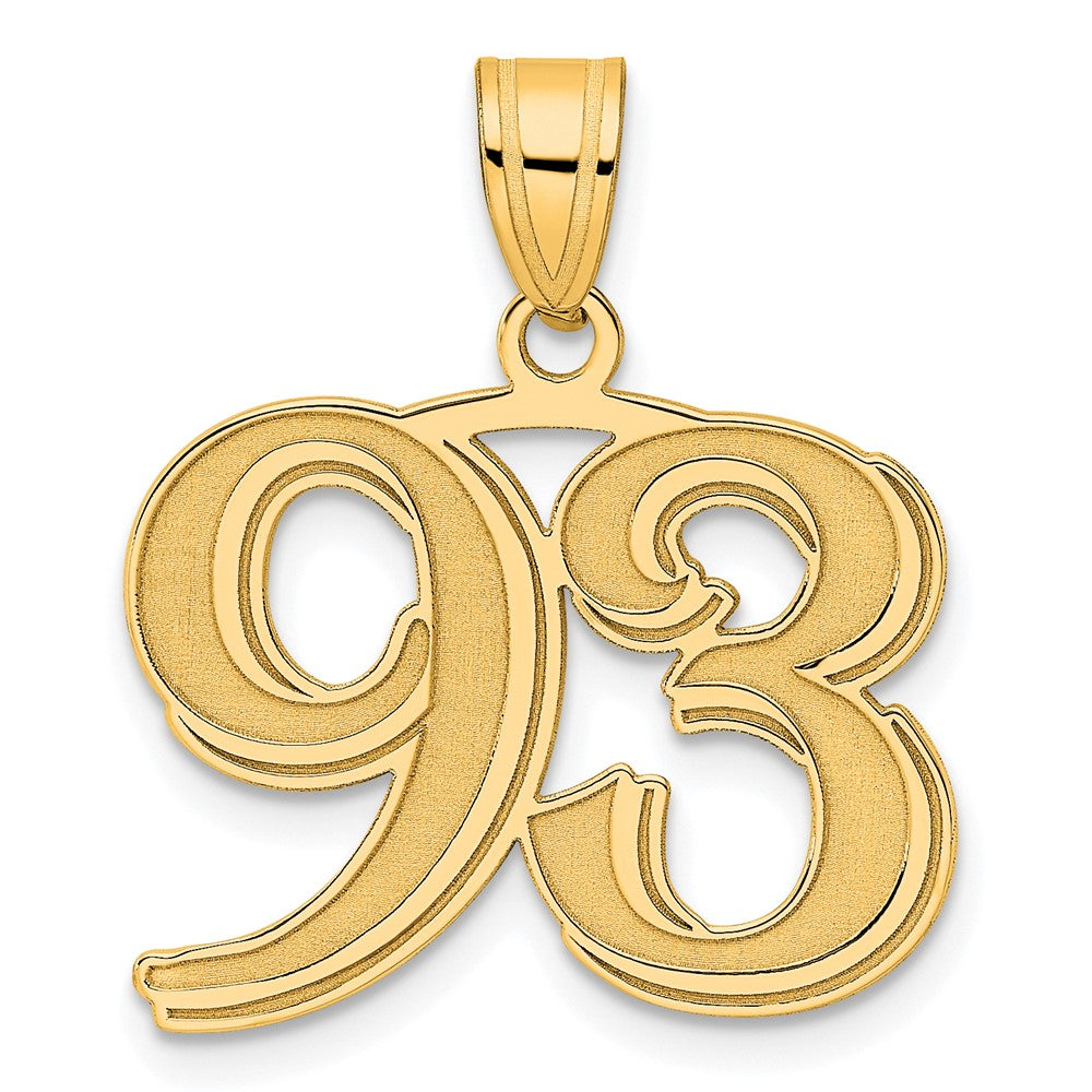 14k Polished Etched Number 93 Pendant