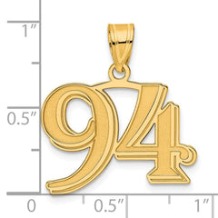 14k Polished Etched Number 94 Pendant