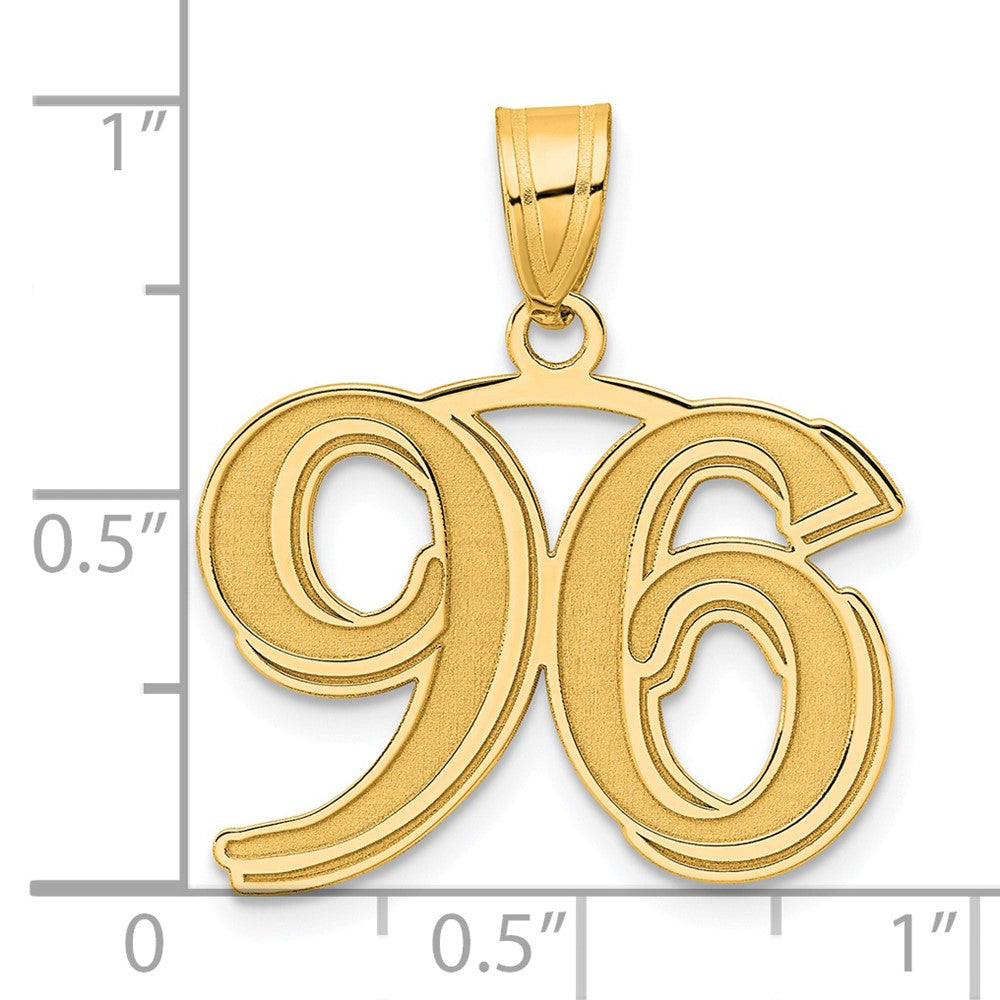 14k Polished Etched Number 96 Pendant