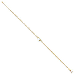 14k Double Strand Chain and Twisted Heart 9 inch Plus 1 inch Extender - Total 10 inch Anklet