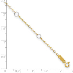 14k Two-tone Circles 7-Station 9 inch Plus 1 inch Extender - Total 10 inch Anklet