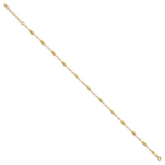 14k Textured Rice Puff Beads 9 inch Plus 1 inch Extender - Total 10 inch Anklet