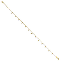 14K Cable Chain with Diamond Cut Dots 9 inch Plus 1 inch Extender - Total 10 inch Anklet