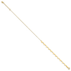 14K Hearts and Oval Links 10 inch Plus 1 inch Extender - Total 11 inch Anklet