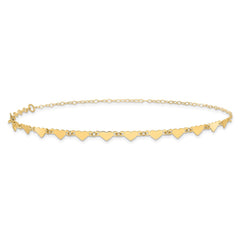 14K Hearts and Oval Links 10 inch Plus 1 inch Extender - Total 11 inch Anklet