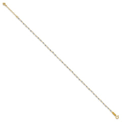 14K Two-tone Chain with Mirror Beads 9 inch Plus 1 inch Extender - Total 10 inch Anklet