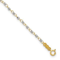 14K Two-tone Chain with Mirror Beads 9 inch Plus 1 inch Extender - Total 10 inch Anklet