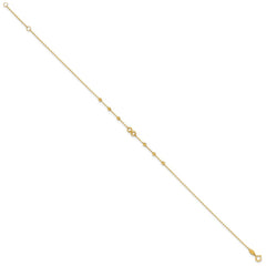 14K Infinity Symbol and Diamond-cut Beads 10 inch Plus 1 inch Extender - Total 11 inch Anklet