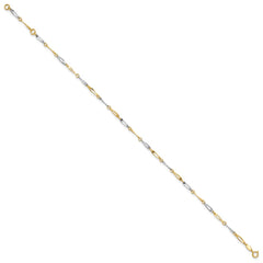 14k Two-Tone Polished Oval Twist Link 9 inch Plus 1 inch Extender - Total 10 inch Anklet