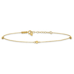 14K Mirror Beads 3-Station 9 inch Plus 1 inch Extender - Total 10 inch Anklet