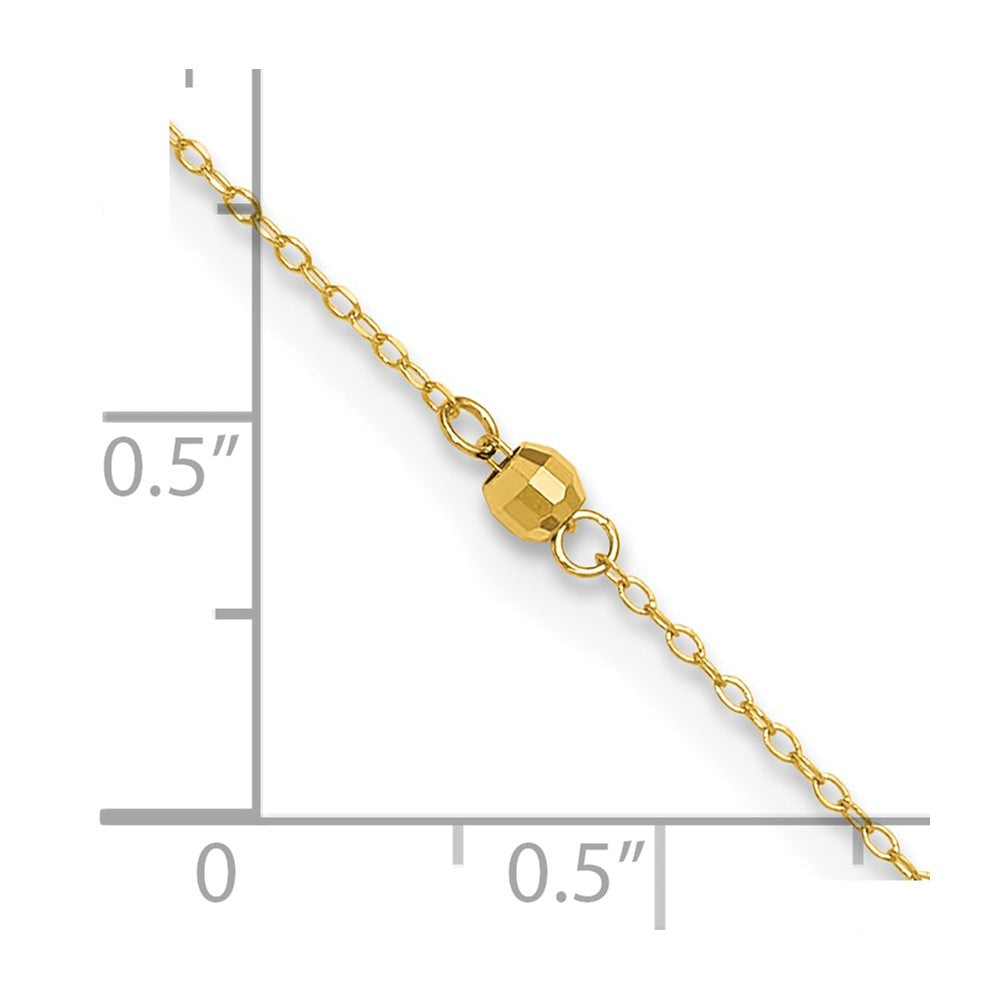 14K Mirror Beads 3-Station 9 inch Plus 1 inch Extender - Total 10 inch Anklet