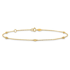 14K Bezel-set CZ 5-Station 9 inch Plus 1 inch Extender - Total 10 inch Anklet