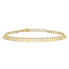 14K Polished Fancy Dangles 9 inch Plus 1 inch Extender - Total 10 inch Anklet