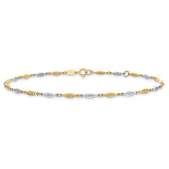 14K Two-tone Diamond-cut Infinity Link 9 inch Plus 1 inch Extender - Total 10 inch Anklet