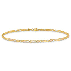 14k Polished and Satin Rose-plated X-and-Heart 10 inch Anklet