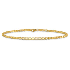 14k Polished Double-Sided Heart Solid 3mm Double Link 7 inch Charm Bracelet