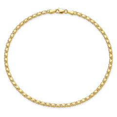 14k Polished Double-Sided Heart Solid 3mm Double Link 7 inch Charm Bracelet