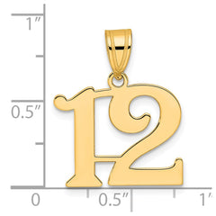 14k Polished Number 12 Pendant