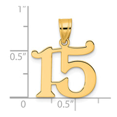 14k Polished Number 15 Pendant