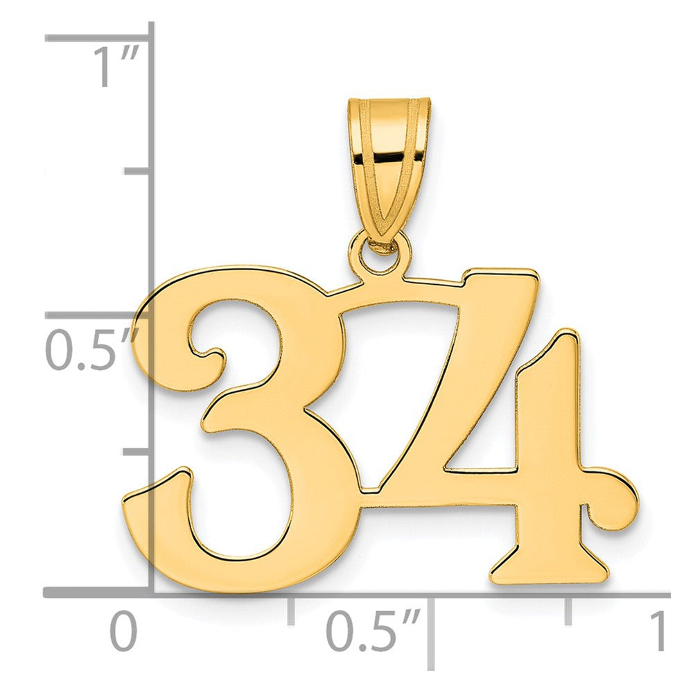 14k Polished Number 34 Pendant