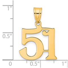 14k Polished Number 51 Pendant