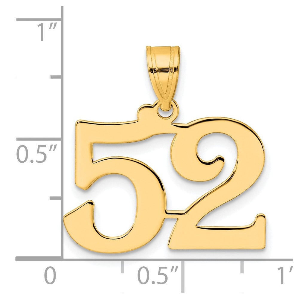 14k Polished Number 52 Pendant