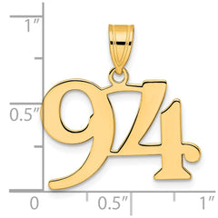 14k Polished Number 94 Pendant