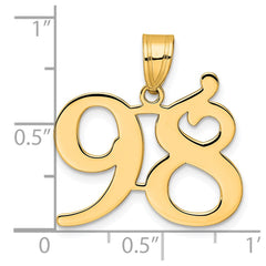 14k Polished Number 98 Pendant