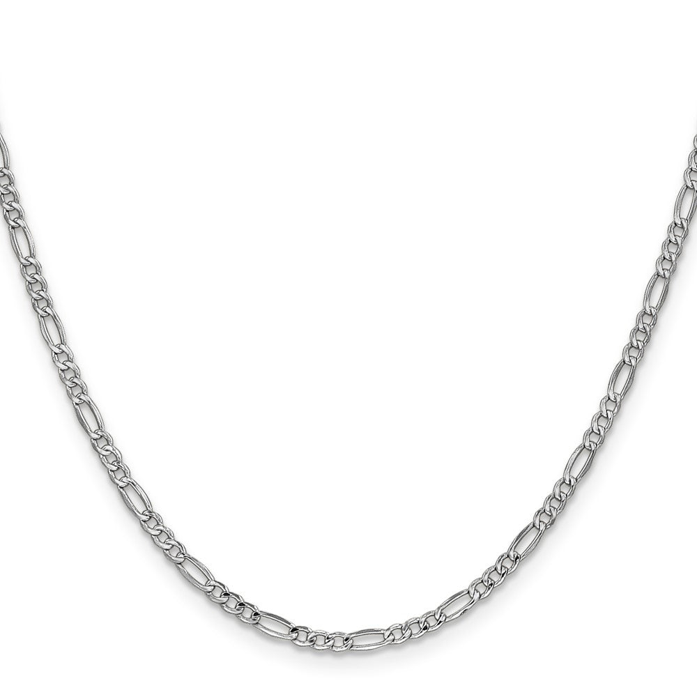 14K White Gold 26 inch 2.5mm Semi-Solid Figaro with Lobster Clasp Chain