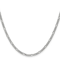 14K White Gold 18 inch 2.5mm Semi-Solid Figaro with Lobster Clasp Chain