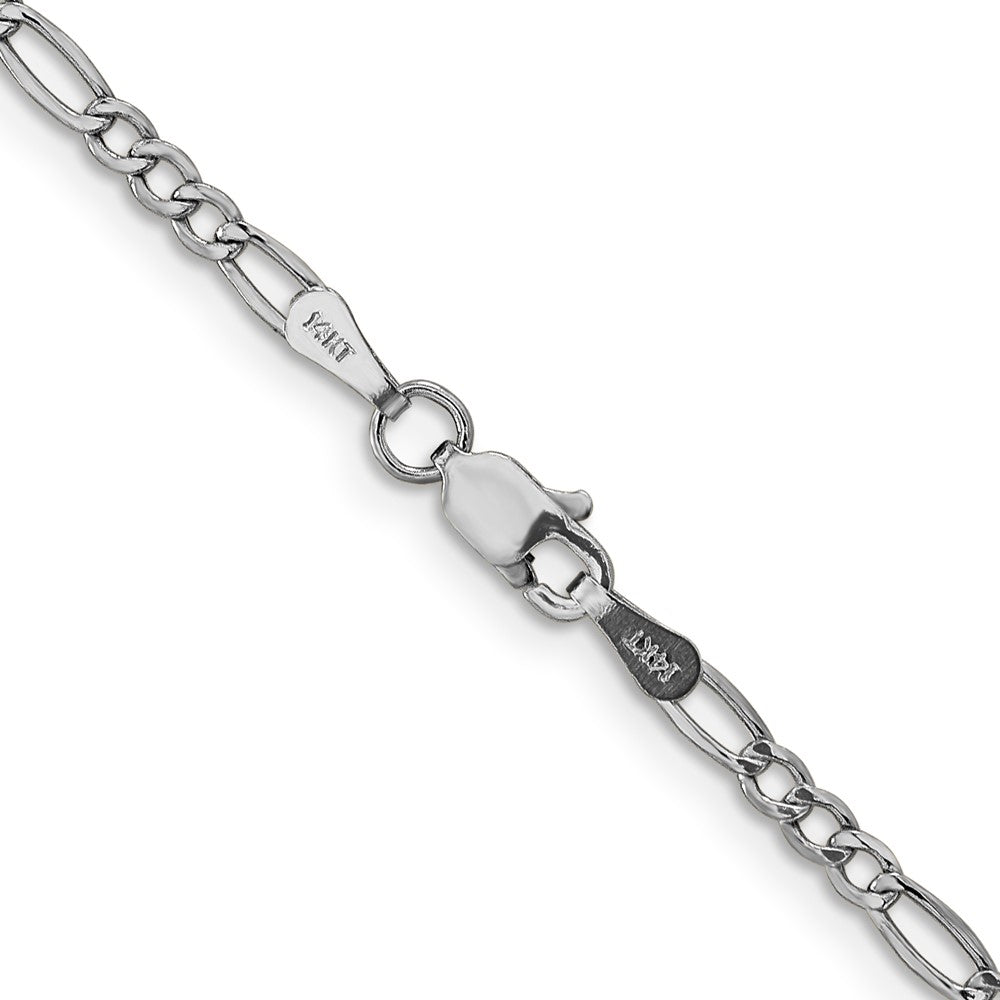 14K White Gold 26 inch 2.5mm Semi-Solid Figaro with Lobster Clasp Chain