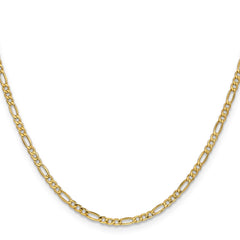 14K 30 inch 2.5mm Semi-Solid Figaro with Lobster Clasp Chain