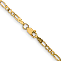 14K 28 inch 2.5mm Semi-Solid Figaro with Lobster Clasp Chain