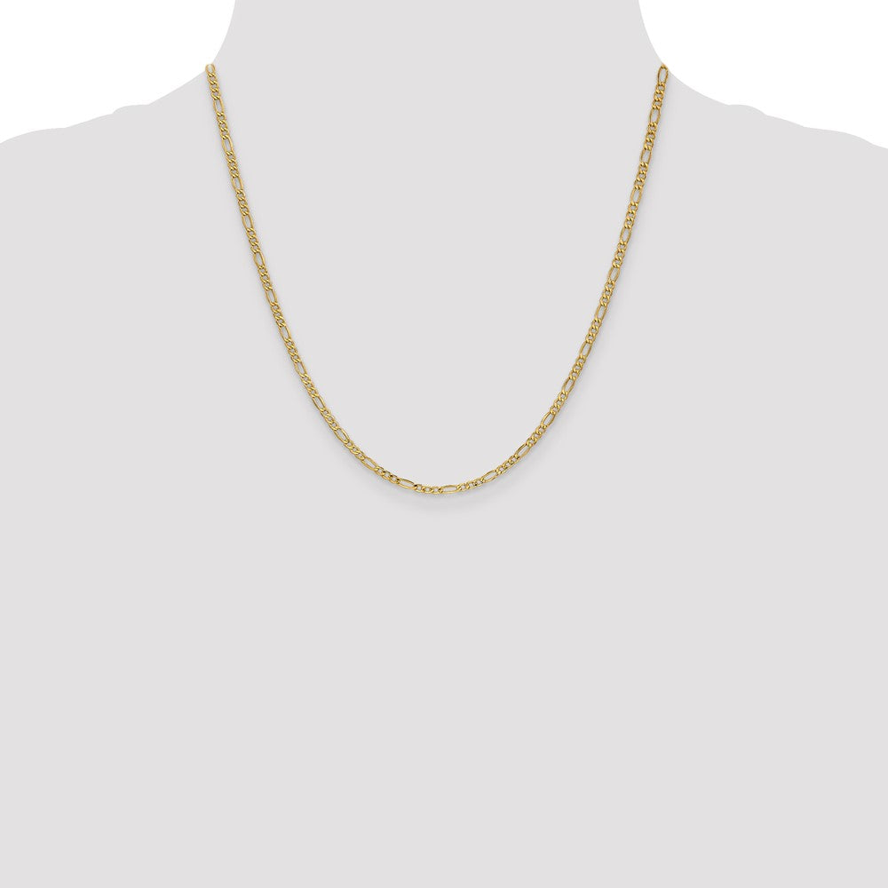 14K 20 inch 2.5mm Semi-Solid Figaro with Lobster Clasp Chain