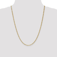 14K 24 inch 2.5mm Semi-Solid Figaro with Lobster Clasp Chain