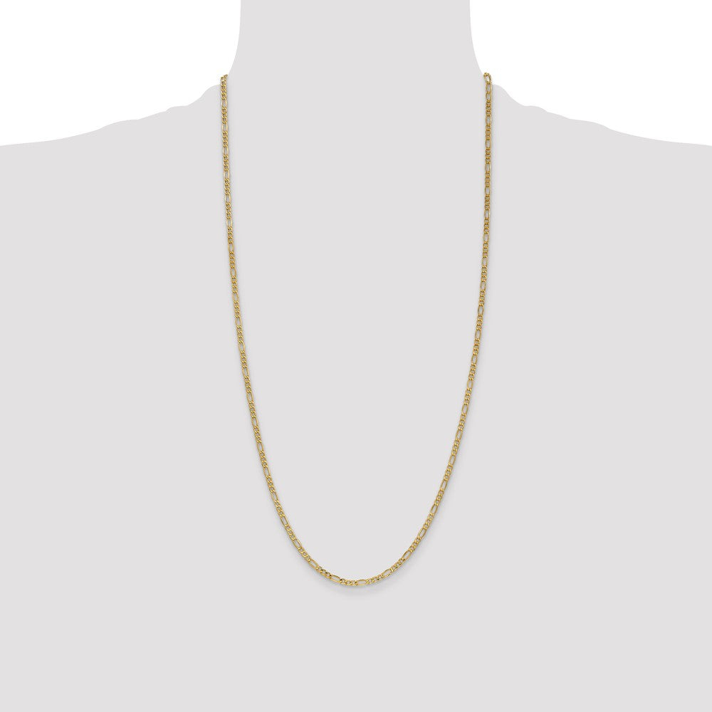 14K 28 inch 2.5mm Semi-Solid Figaro with Lobster Clasp Chain