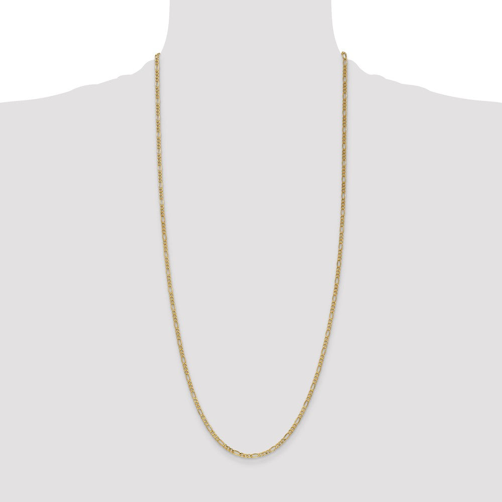 14K 30 inch 2.5mm Semi-Solid Figaro with Lobster Clasp Chain