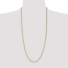 14K 30 inch 2.5mm Semi-Solid Figaro with Lobster Clasp Chain