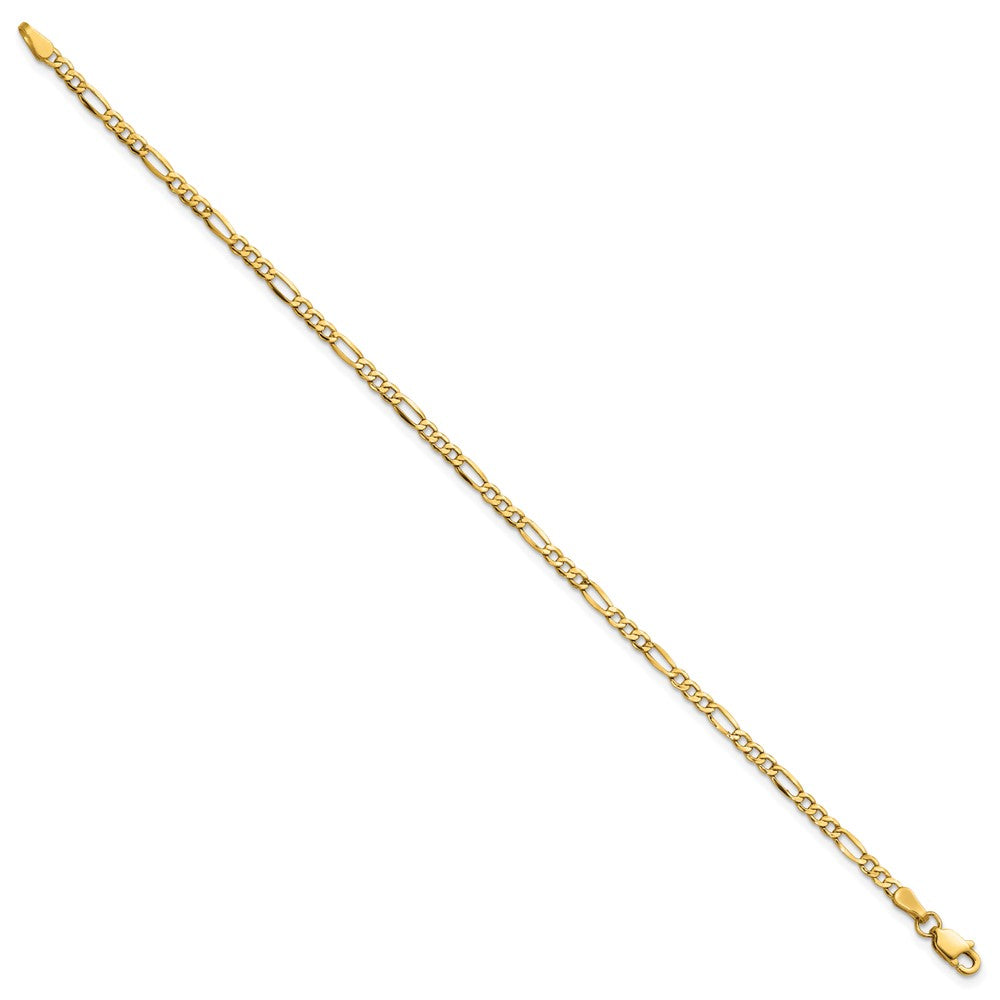14K 10 inch 2.5mm Semi-Solid Figaro with Lobster Clasp Anklet