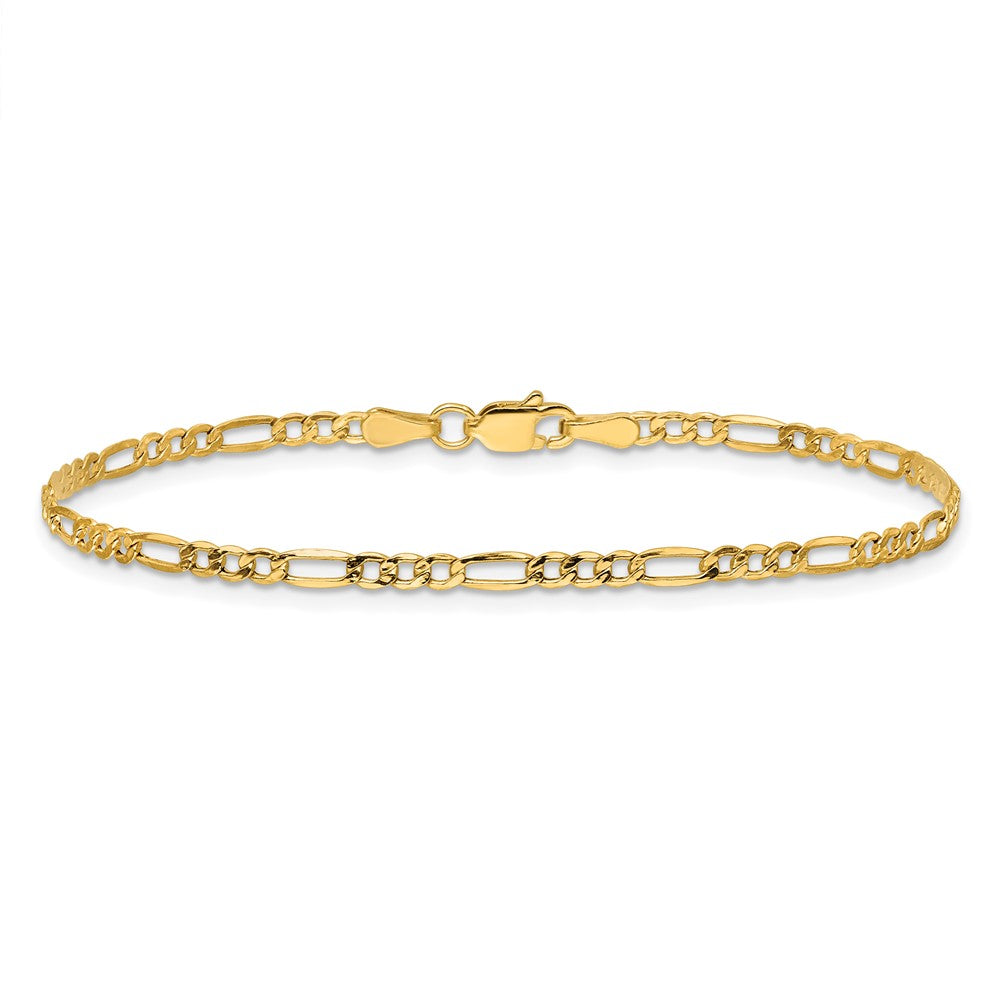 14K 10 inch 2.5mm Semi-Solid Figaro with Lobster Clasp Anklet