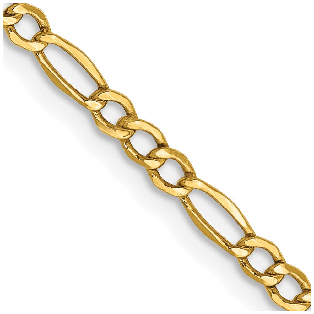 14K 30 inch 2.5mm Semi-Solid Figaro with Lobster Clasp Chain