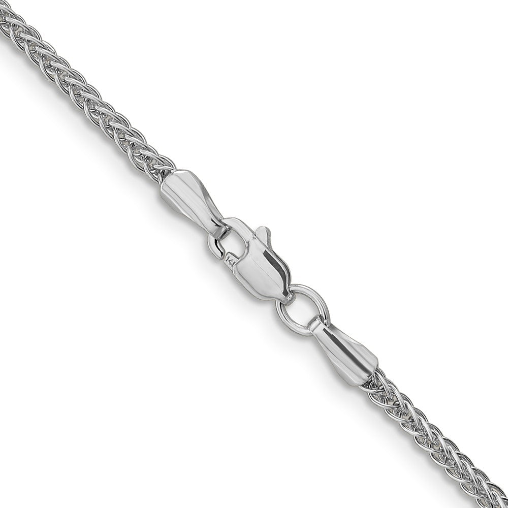 14K White Gold 20 inch 2mm Semi-Solid 3-Wire Wheat with Lobster Clasp Chain