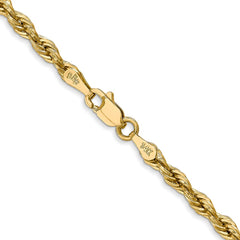 14K 22 inch 3mm Semi Solid Rope with Lobster Clasp Chain