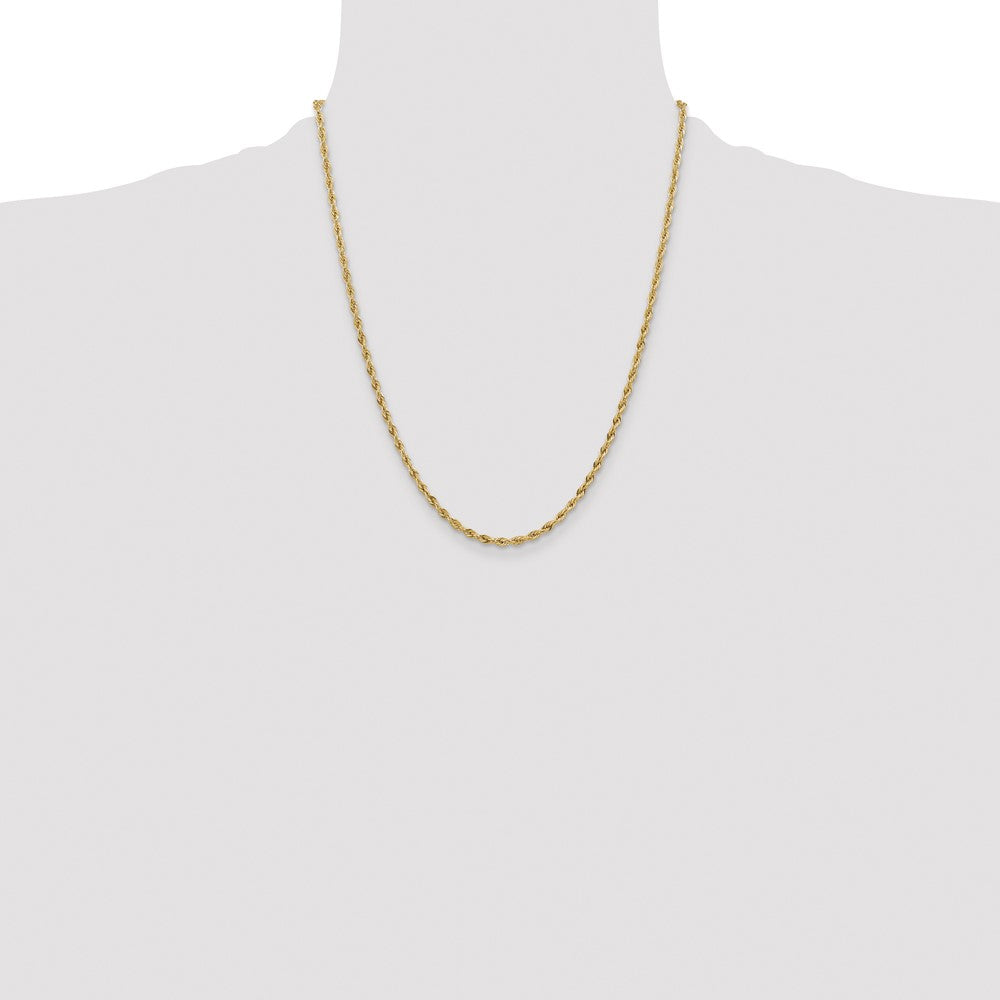 14K 22 inch 3mm Semi Solid Rope with Lobster Clasp Chain